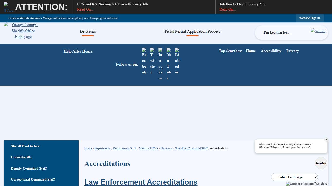 Accreditations Orange County, NY