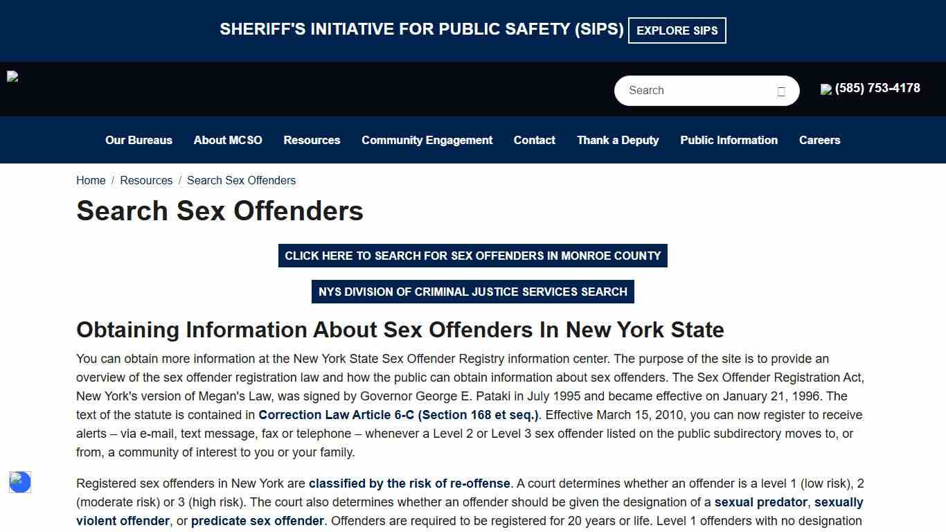 Search Sex Offenders Monroe County Sheriff